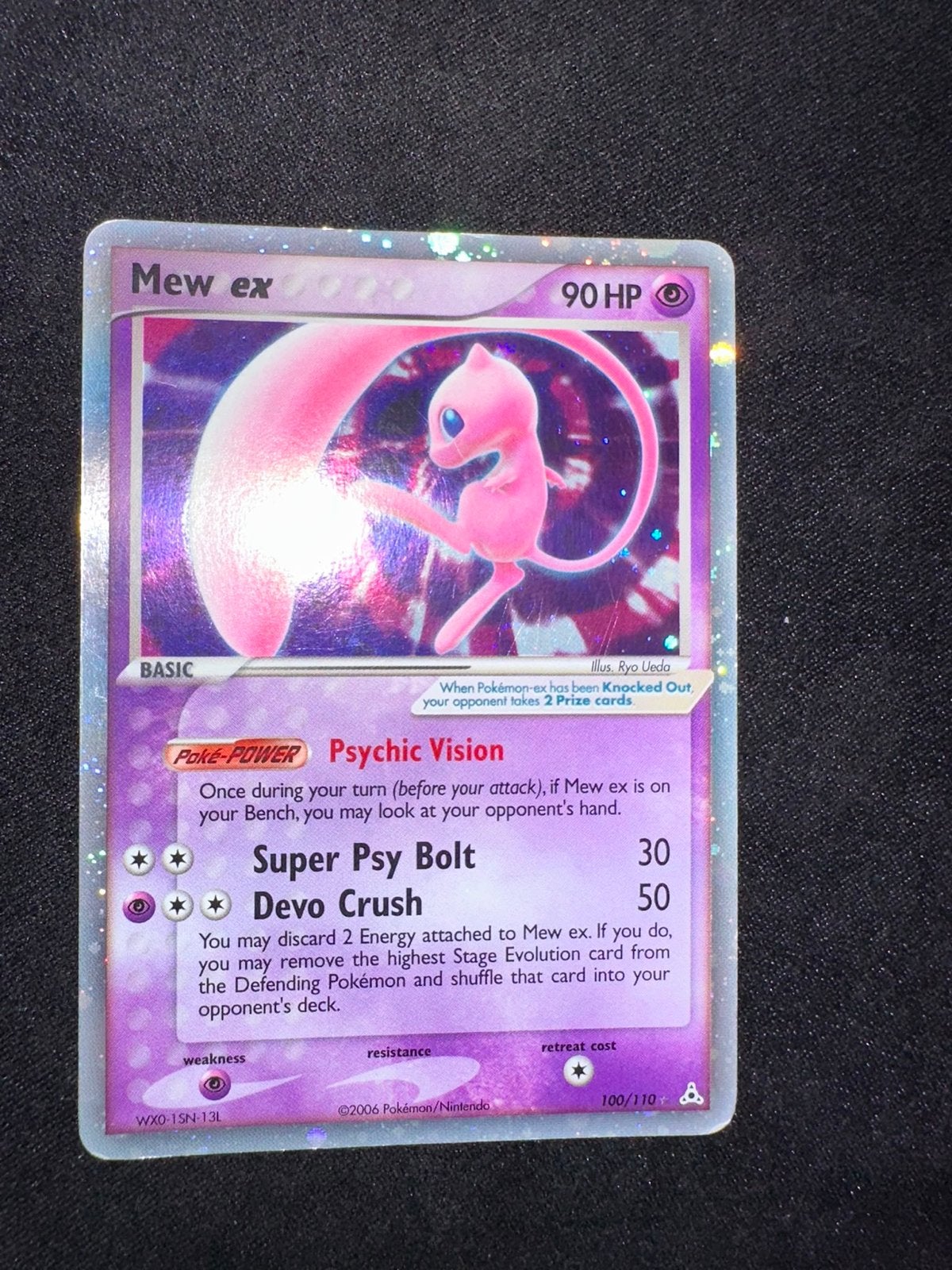 Mew ex Holo Pokémon kaart 100/110 holon phantoms, Ophalen of Verzenden, Gebruikt, Losse kaart, Foil