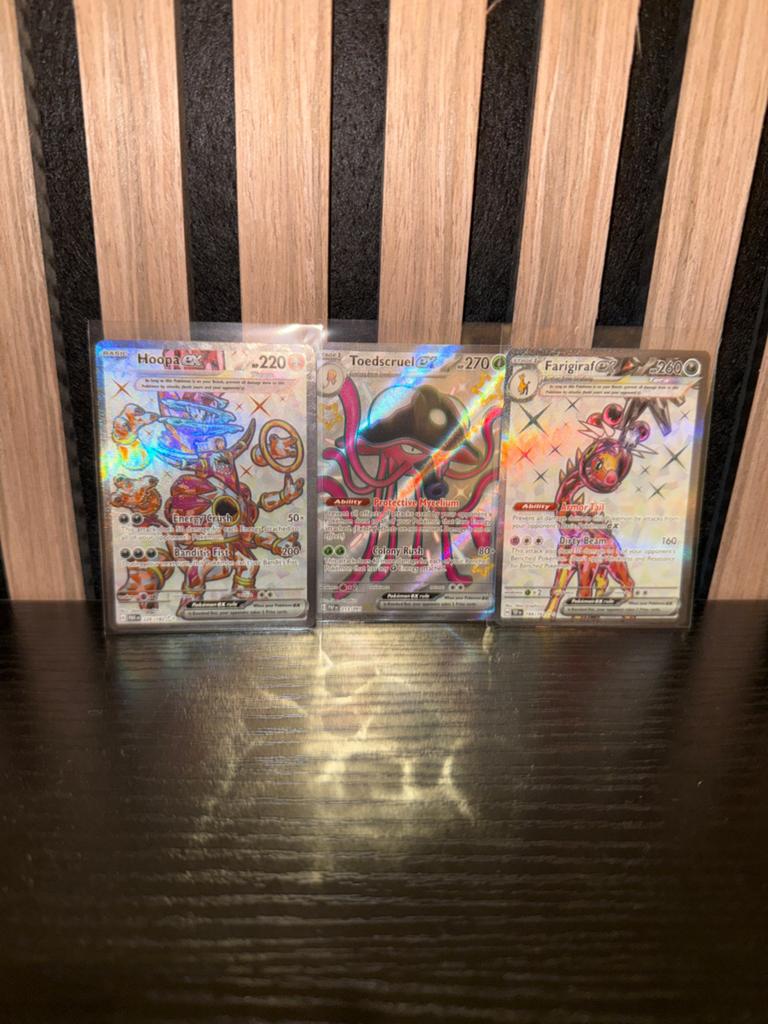 Hoopa ex #226, Toedscruel ex #213 en Farigiraf ex #194, Ophalen of Verzenden, Zo goed als nieuw, Meerdere kaarten, Foil