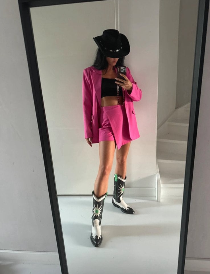 Trendy Hot Pink Blazer & Skort Co-ord Set, Kostuum of Pak, Ophalen of Verzenden, Zo goed als nieuw, Roze