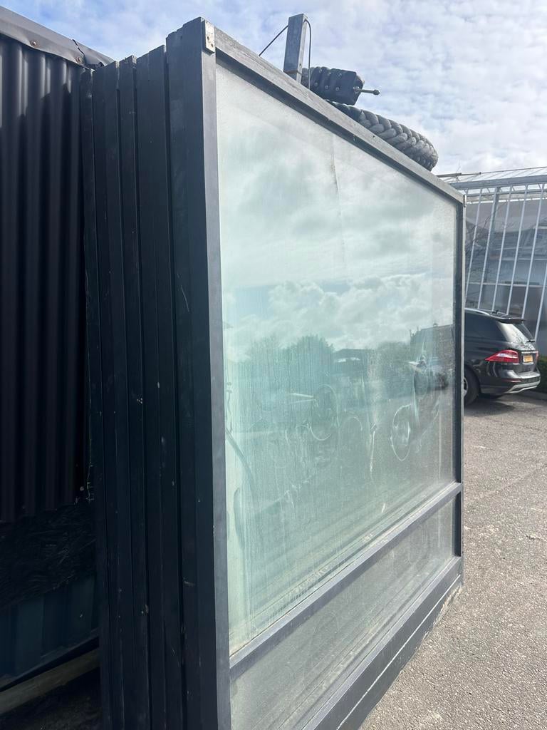 Schuifdeuren hardhout vol glas, 9 stuks, Doe-het-zelf en Verbouw, Deuren en Horren, Gebruikt, Overige typen, Ophalen of Verzenden