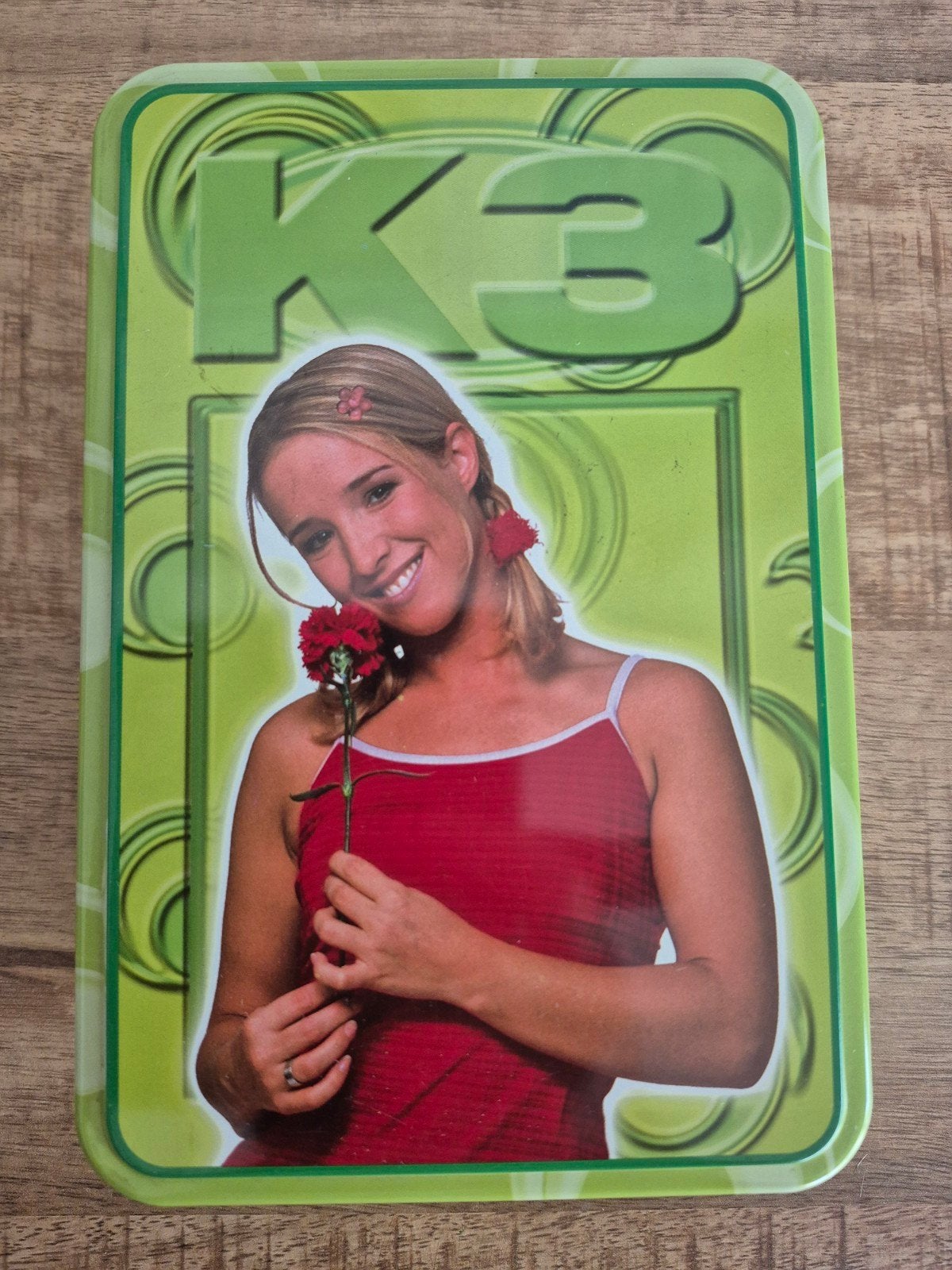 Vintage metalen koektrommel van K3 met Kathleen, Verzamelen, Ophalen of Verzenden, Zo goed als nieuw, Koek(jes)