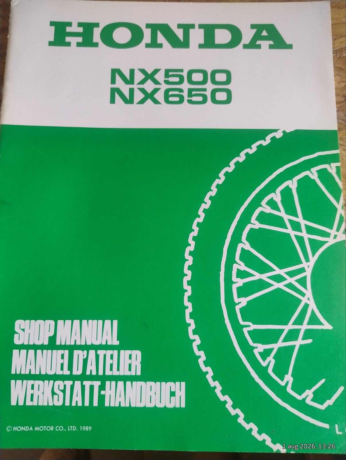 Honda NX500 NX650 1989 Addendum Werkplaatshandboekje, Motoren, Verzenden, Honda