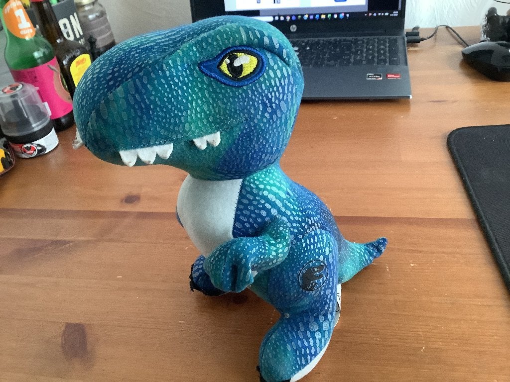 Jurassic World knuffel T-Rex, 22 cm, Ophalen of Verzenden, Gebruikt, Blauw, Dinosaurus