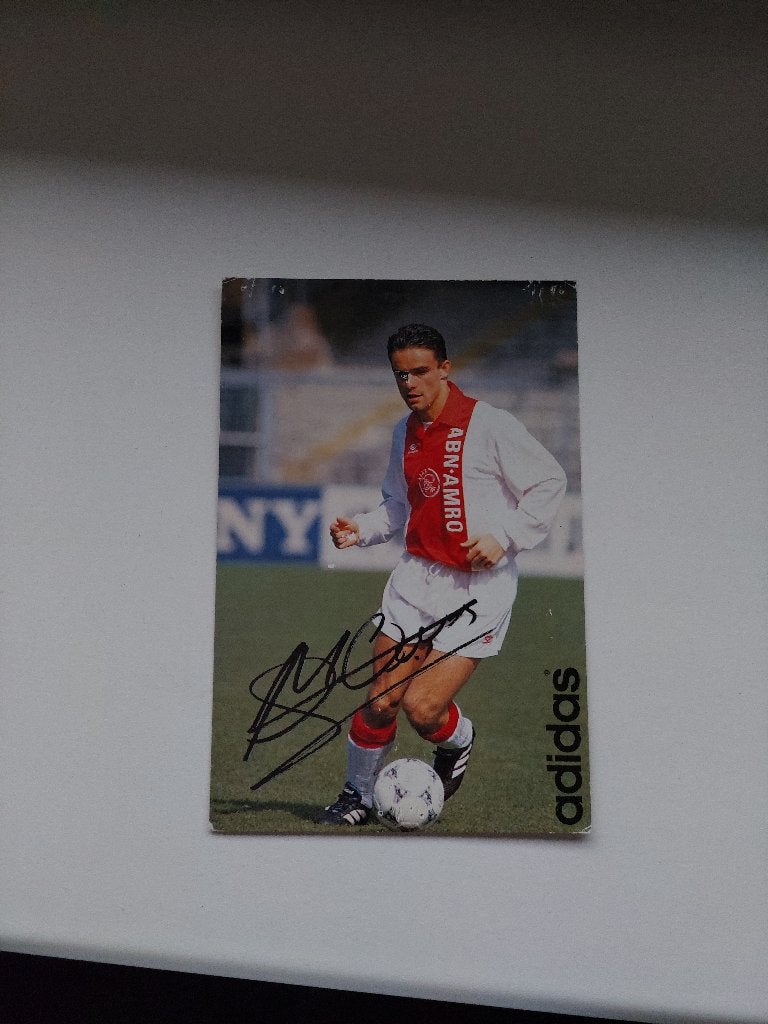 Spelerskaart met handtekening Marc Overmars Ajax, Verzenden, Zo goed als nieuw, Ajax, Spelerskaart