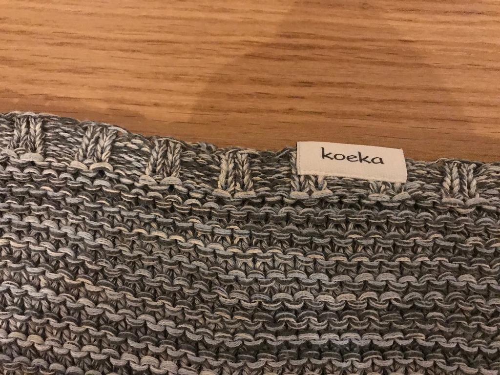 Koeka Porto wiegdeken en aankleedkussenhoes grijs/blauw zgan, Kinderen en Baby's, Ophalen of Verzenden, Zo goed als nieuw, 100 cm of meer