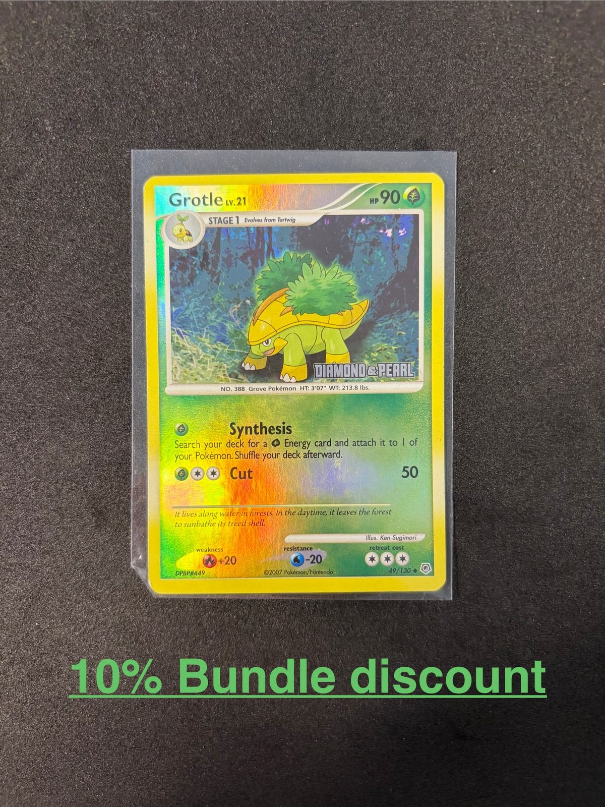 Pokemon kaart Grotle 49 - Burger king Diamond & pearl promo, Ophalen of Verzenden, Zo goed als nieuw, Losse kaart