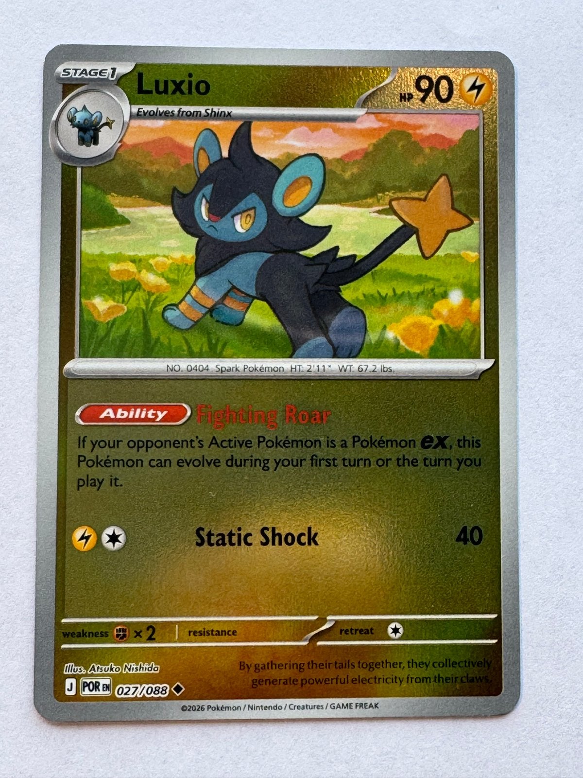 Pokémon Kaart Luxio 027/088 - reverse holo, Ophalen of Verzenden, Zo goed als nieuw, Losse kaart
