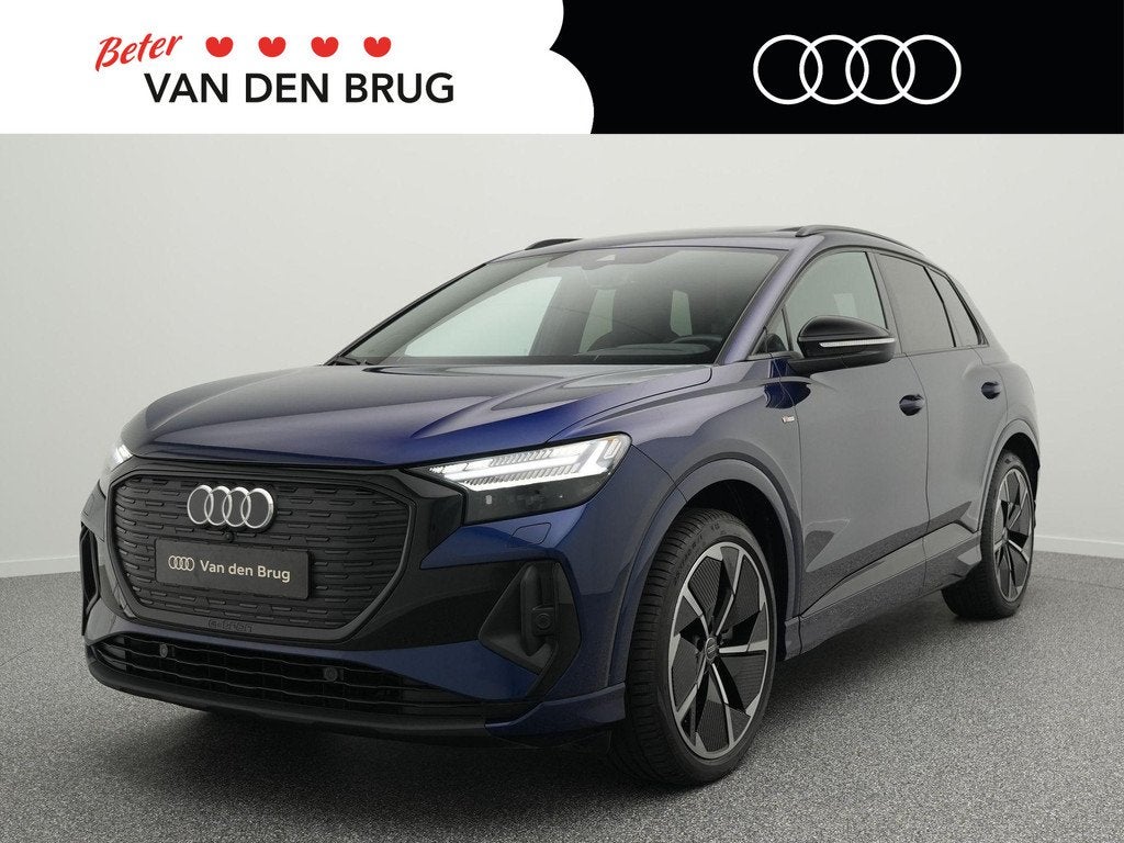 Audi Q4 e-tron 50 quattro S edition 77 kWh 299 PK | LED Matr, Automaat, Zwart, Blauw, Leder