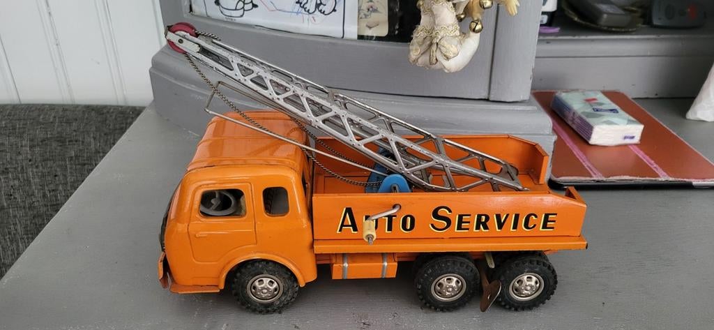 Oude Blikken Vrachtwagen Service Truck met Originele Doos, Ophalen of Verzenden