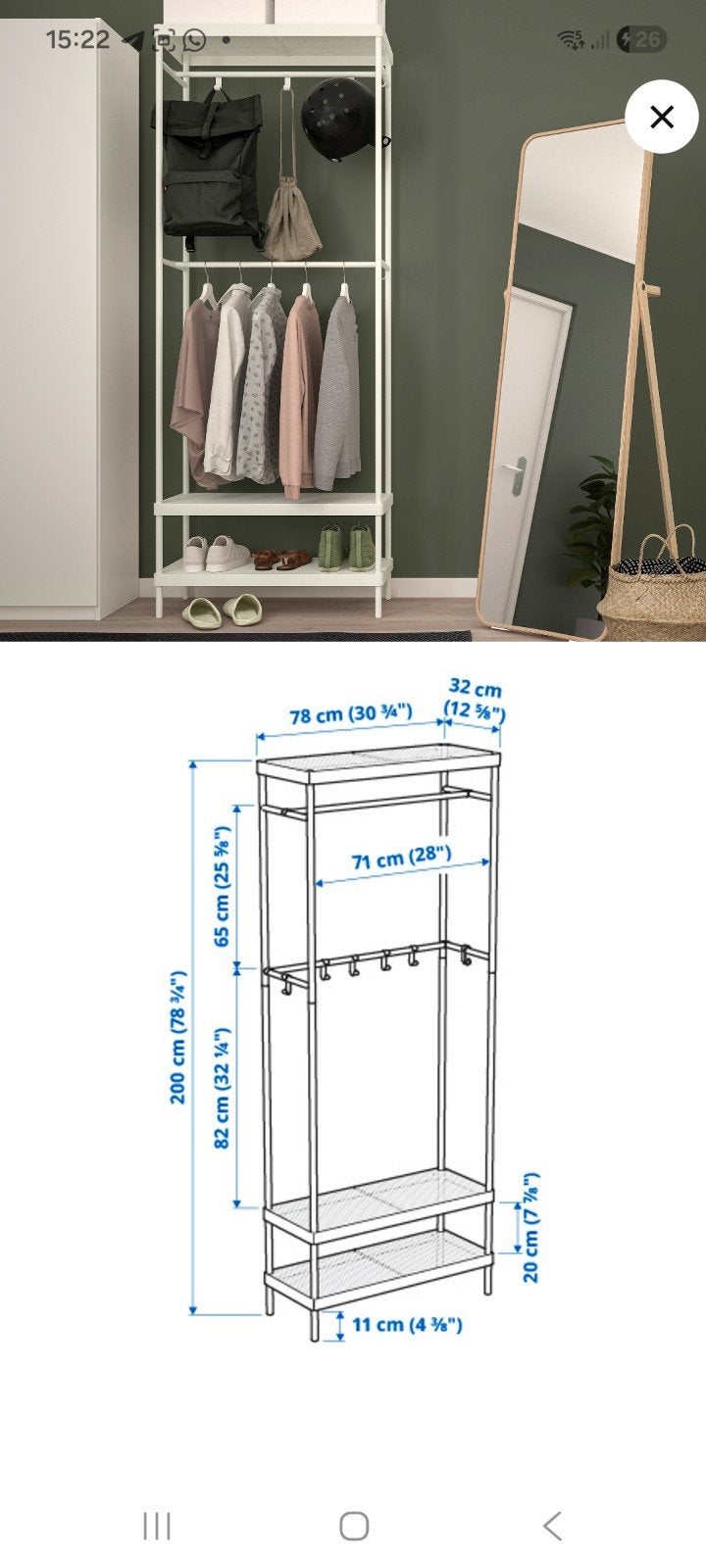 IKEA Mackapär kapstok met schoenopberger, wit, Ophalen, Zo goed als nieuw, Metaal, Staande kapstok