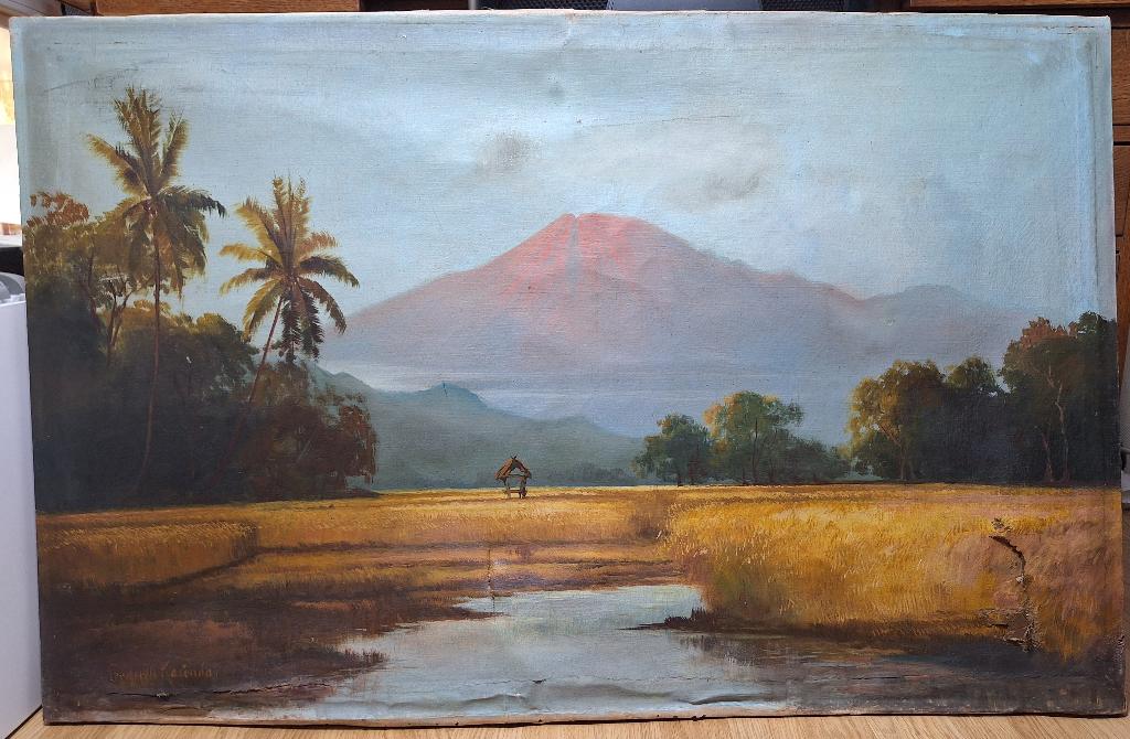 Vintage Schilderij Indië Frederik Kasinda, Antiek en Kunst, Kunst | Schilderijen | Klassiek, Ophalen