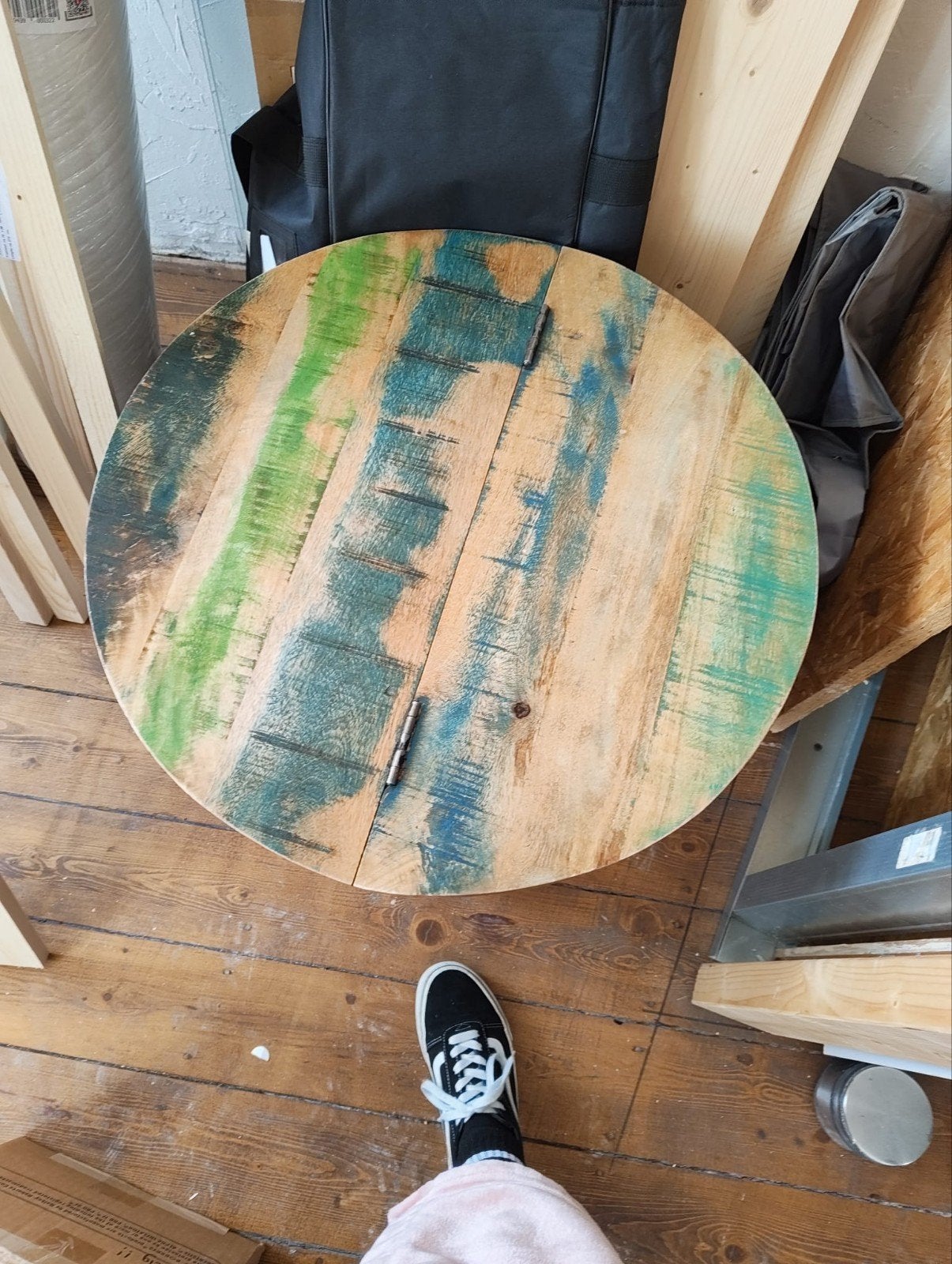 Mango Houten Salontafel met Opslag - Rond 80x40cm, Ophalen, Gebruikt, 50 tot 100 cm, Rond
