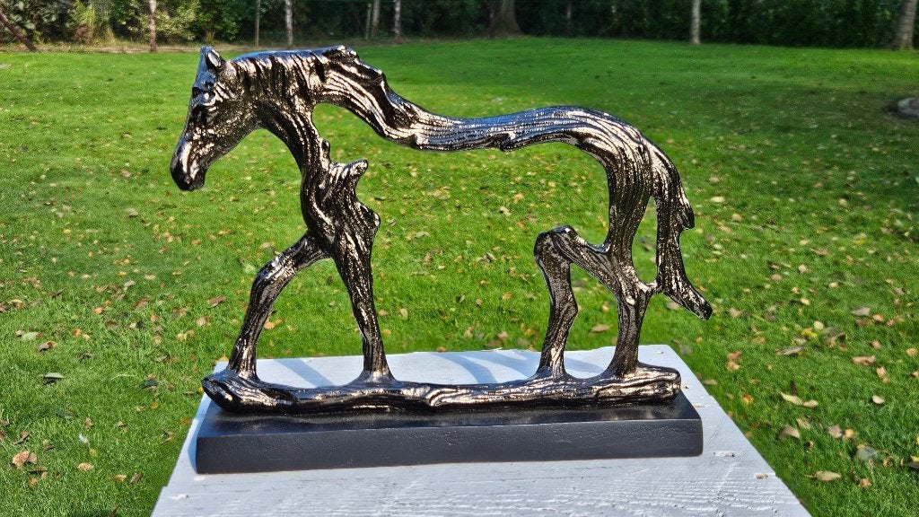 aluminium beeld / PAARD / 59 cm breed, Ophalen of Verzenden, Beeld