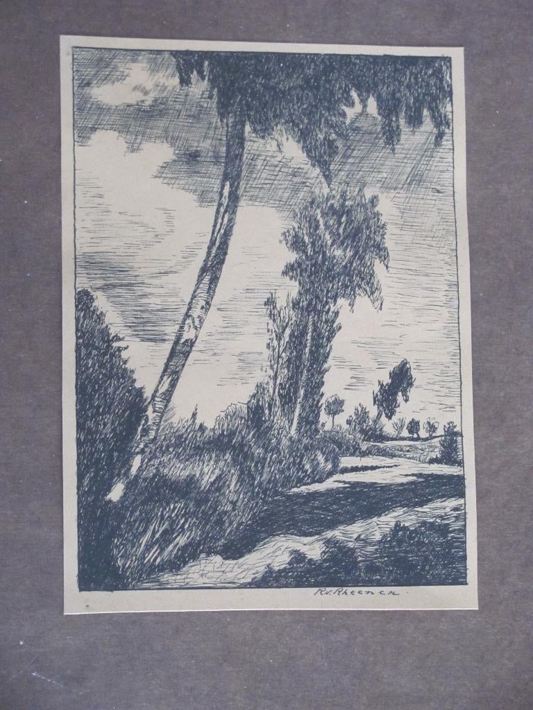 R. van Rheenen - pentekening, Antiek en Kunst, Kunst | Tekeningen en Foto's, Ophalen of Verzenden