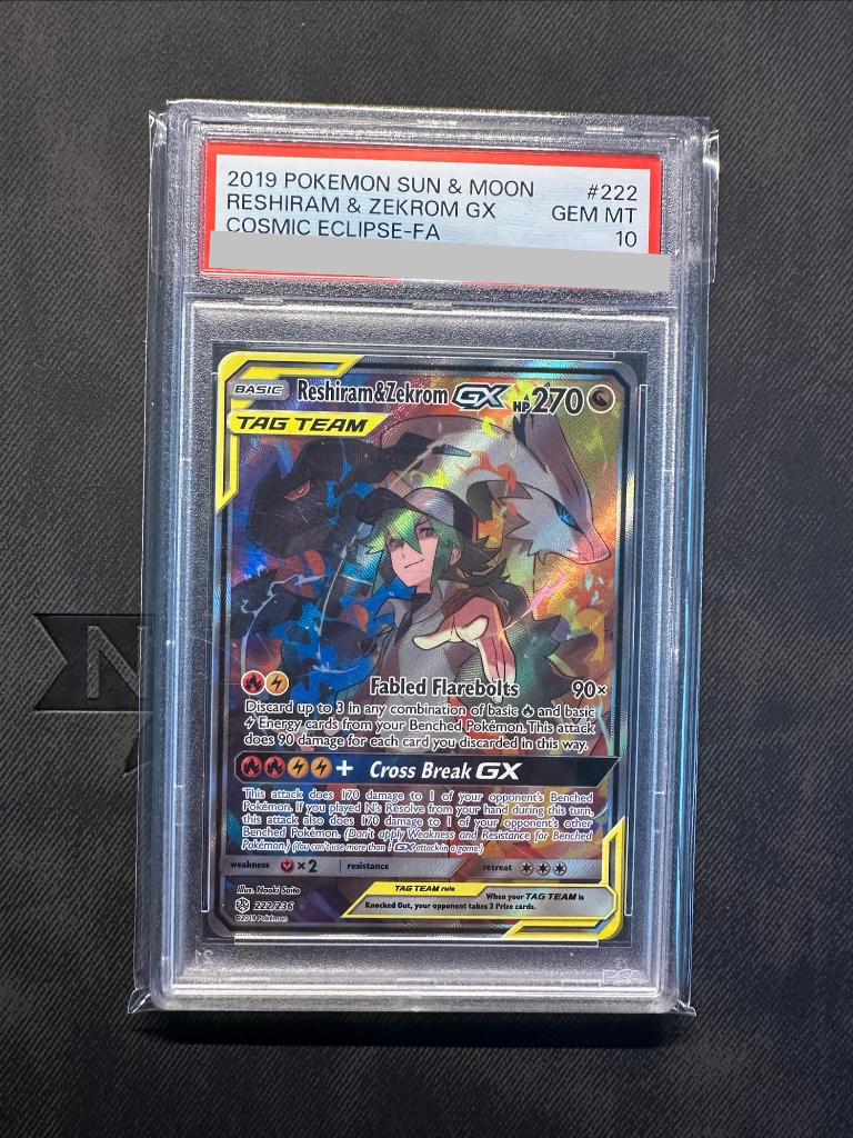 Reshiram & Zekrom GX (CEC 222) PSA 10, Ophalen of Verzenden, Zo goed als nieuw