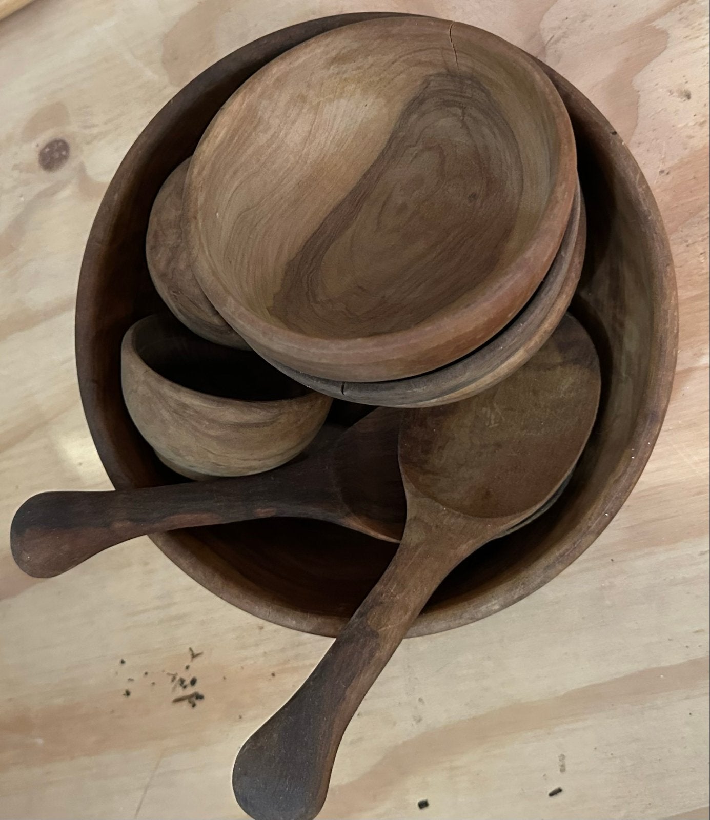 Olijfhouten slabak met bestek, Hout, Ophalen of Verzenden, Bruin, Overige typen