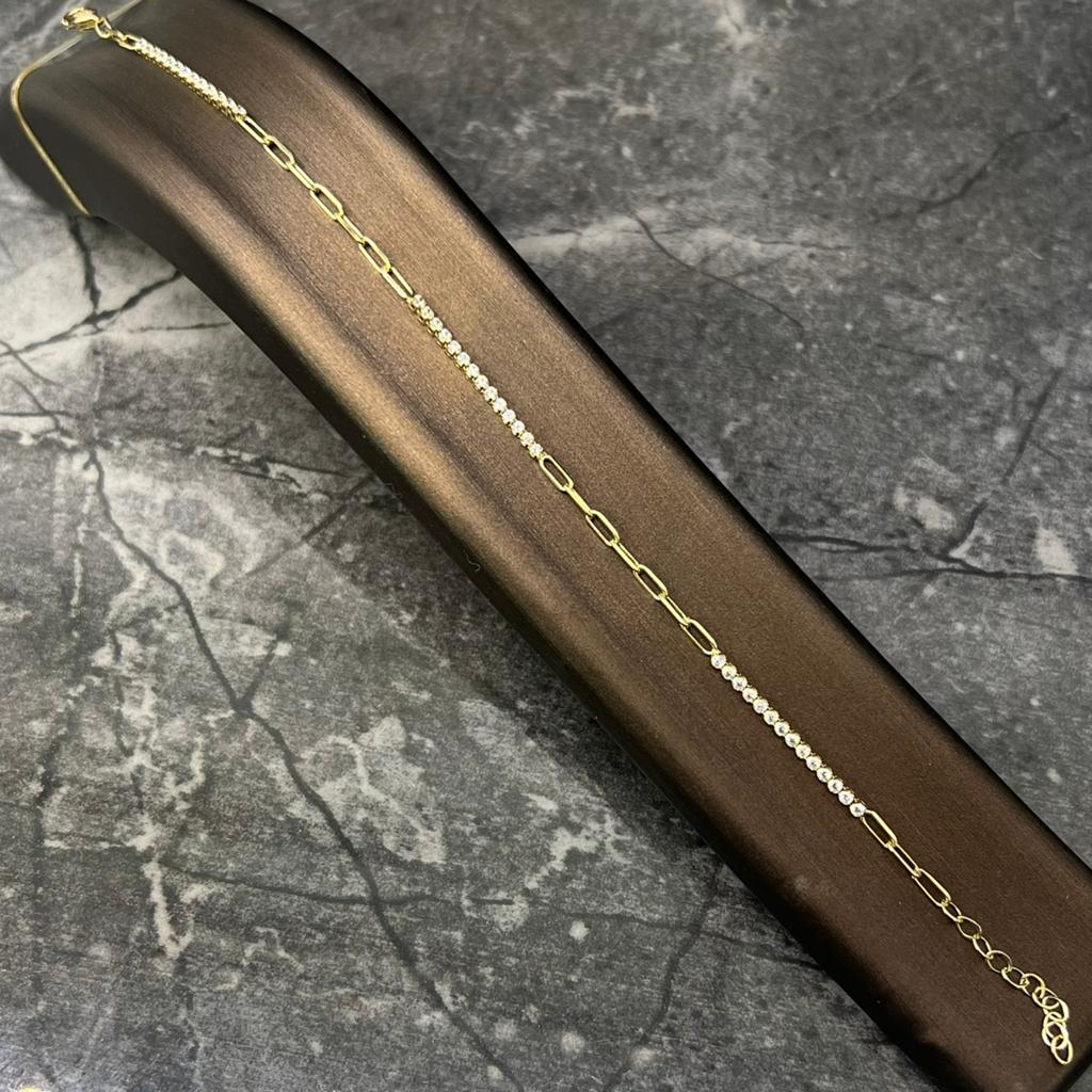 14 karaat gouden armband tennisarmband, Ophalen of Verzenden, Nieuw, Goud