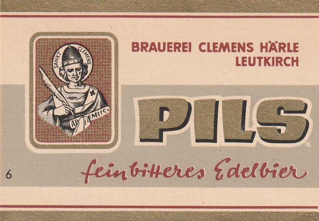 oud bieretiket Duitsland : Clemens Härle Leutkirch Pils (6), Verzenden, Gebruikt, Overige typen, Overige merken