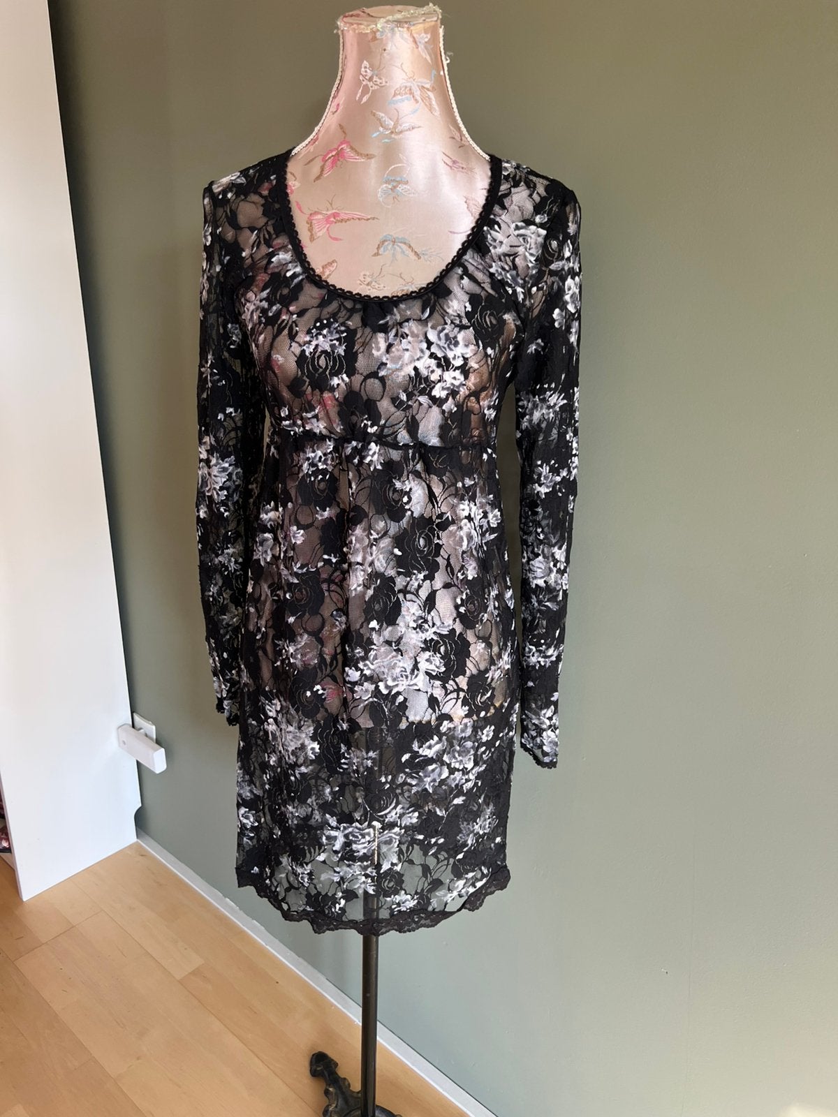 Maille Demoiselle voile stretch kanten jurk maat m, Kleding | Dames, Maat 38/40 (M), Zwart, Ophalen of Verzenden, Zo goed als nieuw