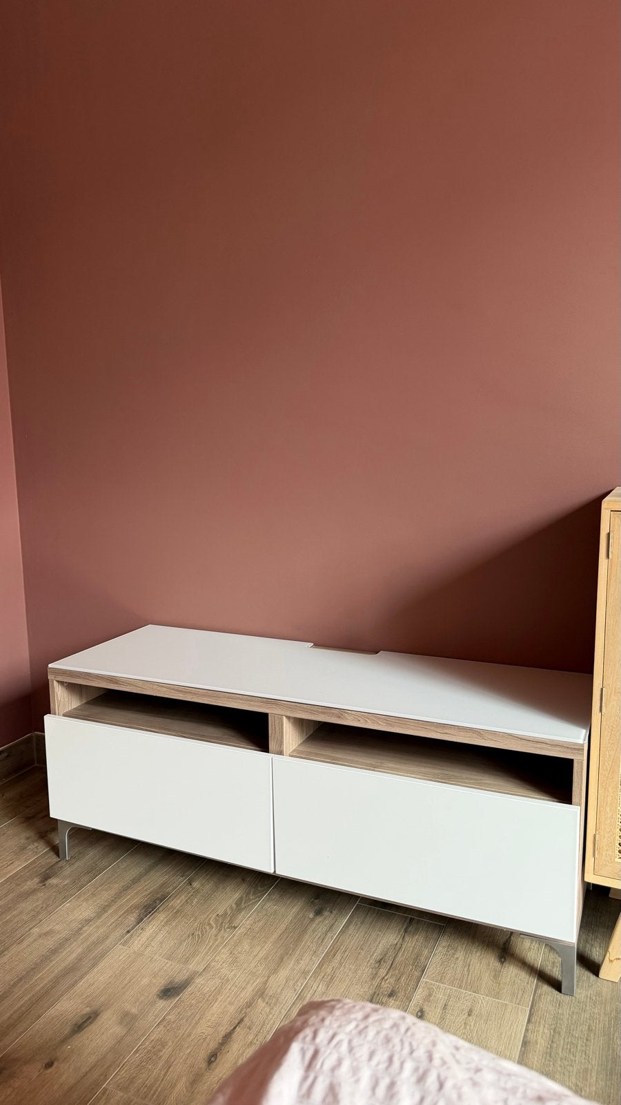 IKEA Besta TV meubel 120cm met lades, Ophalen, Glas, 100 tot 150 cm, Zo goed als nieuw