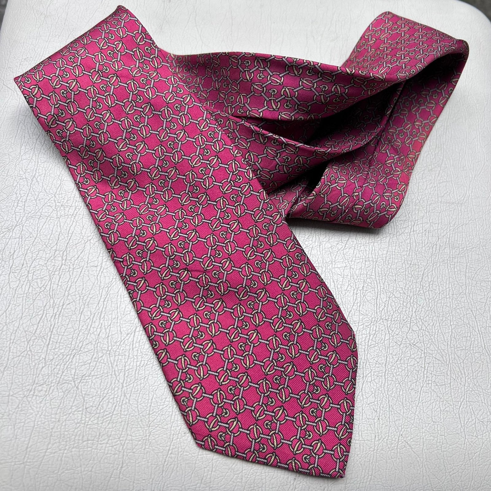 Hermès 7328 EA 100% Stropdas Made in France, Kleding | Heren, Stropdassen, Ophalen of Verzenden, Zo goed als nieuw, Rood, Met patroon