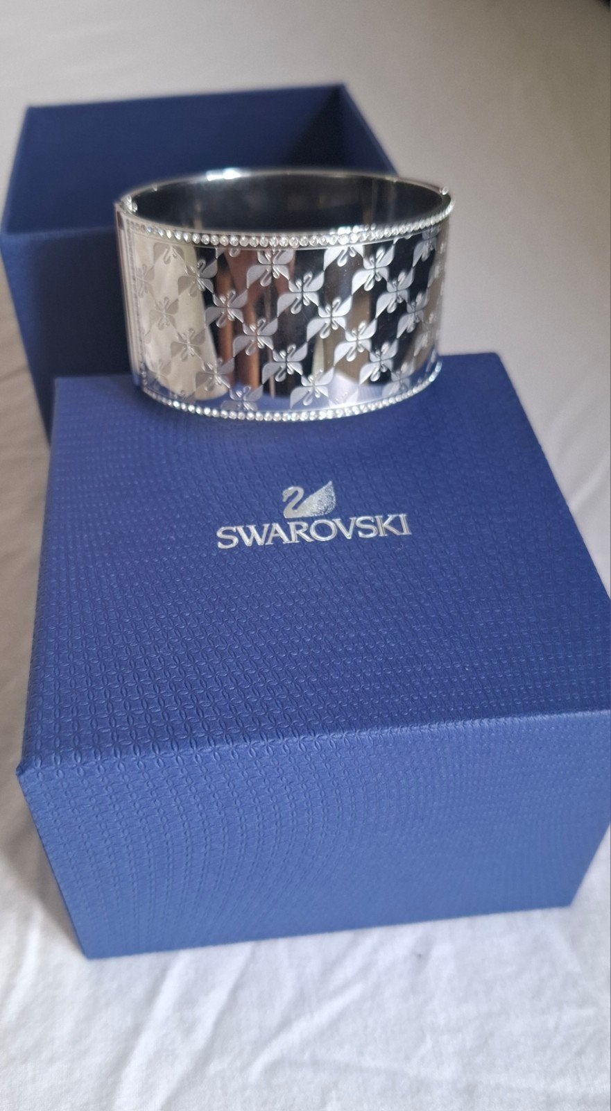 Swarovski Armband Zilver Gerhodineerd met Kristallen, Met kristal, Ophalen of Verzenden, Zo goed als nieuw, Zilver