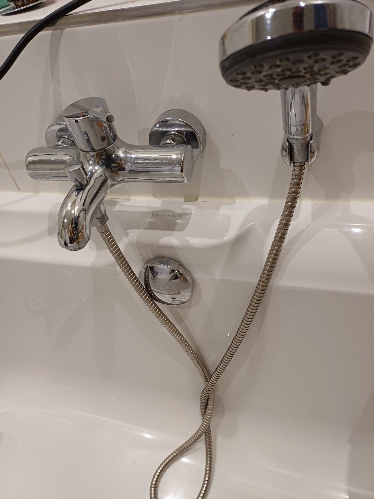 Hansgrohe Badkraan Mengkraam Chroom met Grohe Douchekop, Ophalen of Verzenden, Gebruikt, Chroom, Bad