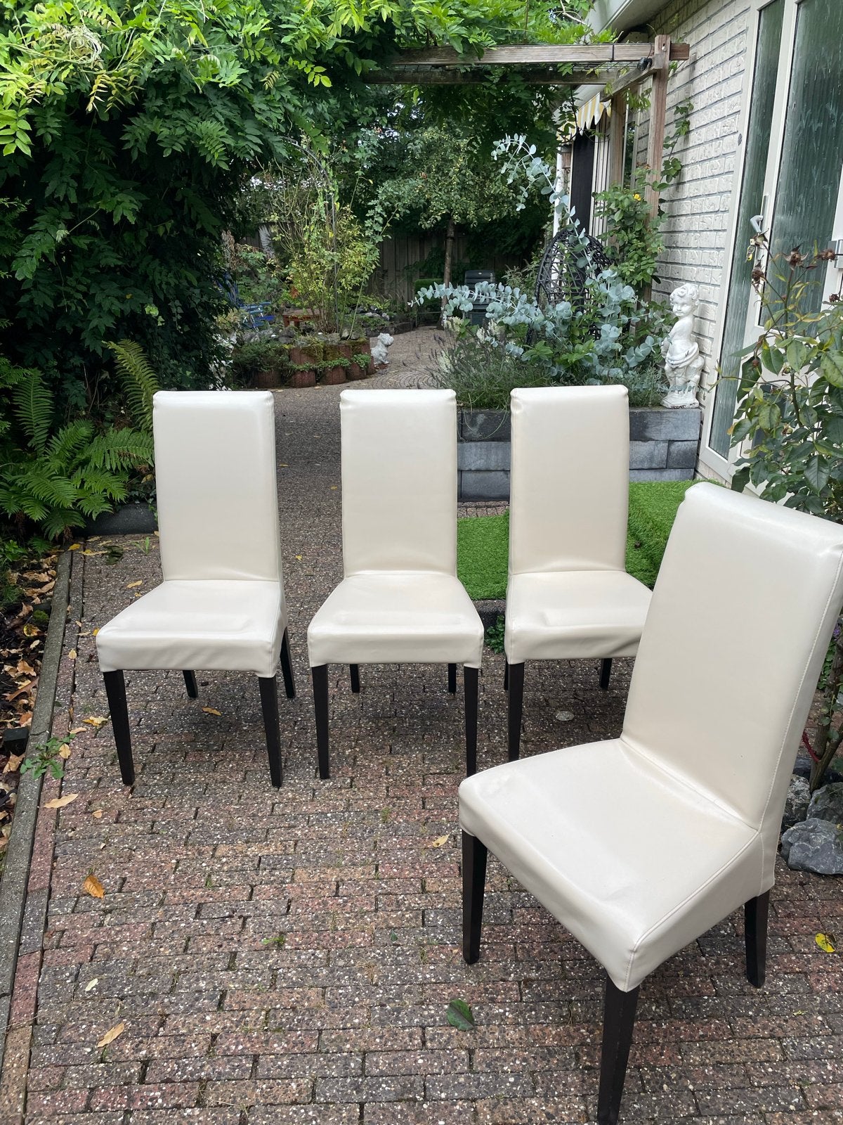 Set van 4 crèmekleurige eetkamerstoelen, Ophalen, Gebruikt, Overige kleuren, Vier
