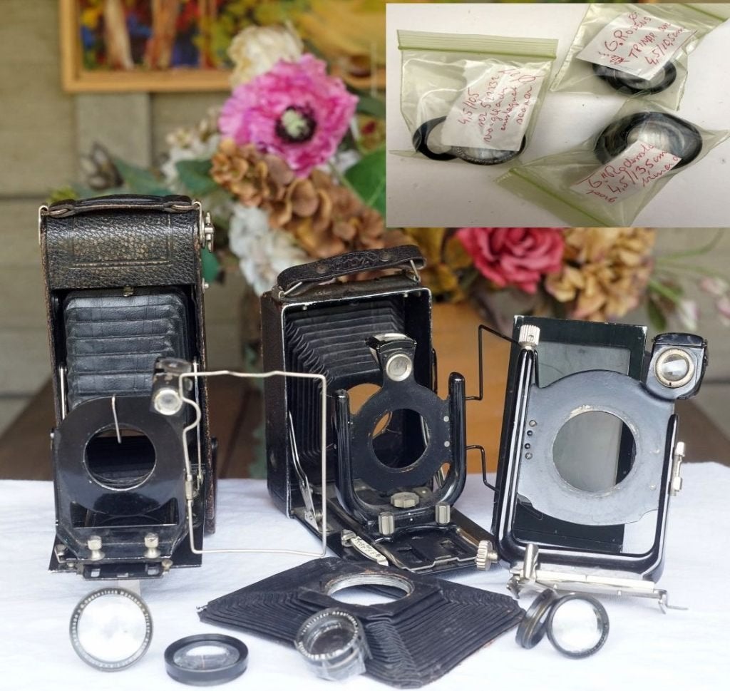 Folding camera's "parts" (incl. 3 paar lenzen, zie tekst), Ophalen of Verzenden, Fototoestel