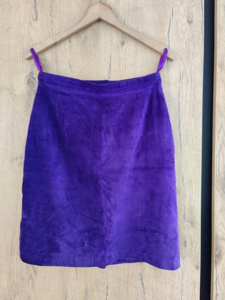 Vintage paars suède rokje mt 34/36, Paars, Ophalen of Verzenden, Zo goed als nieuw, Maat 36 (S)