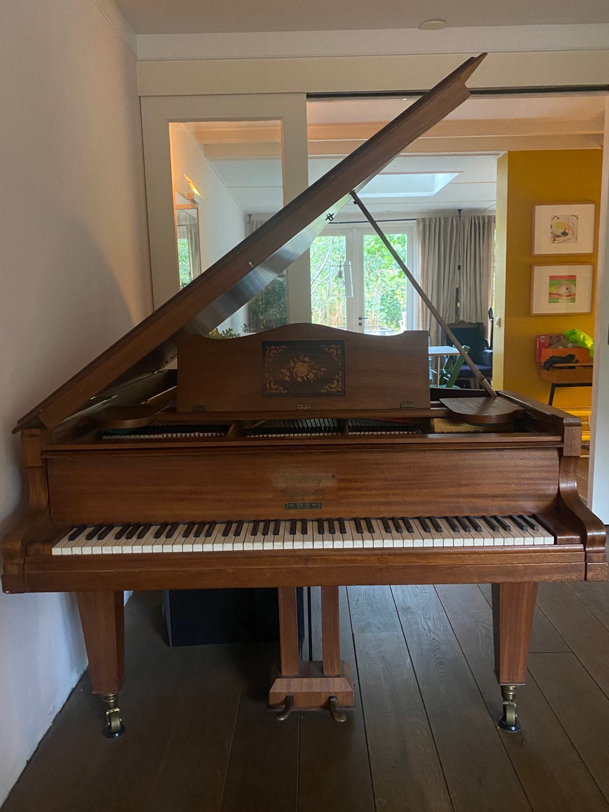 Schiedmayer Salonvleugel ca 1909 - Origineel Ivoor - Mahonie, Muziek en Instrumenten, Piano's, Ophalen, Gebruikt, Bruin, Vleugel