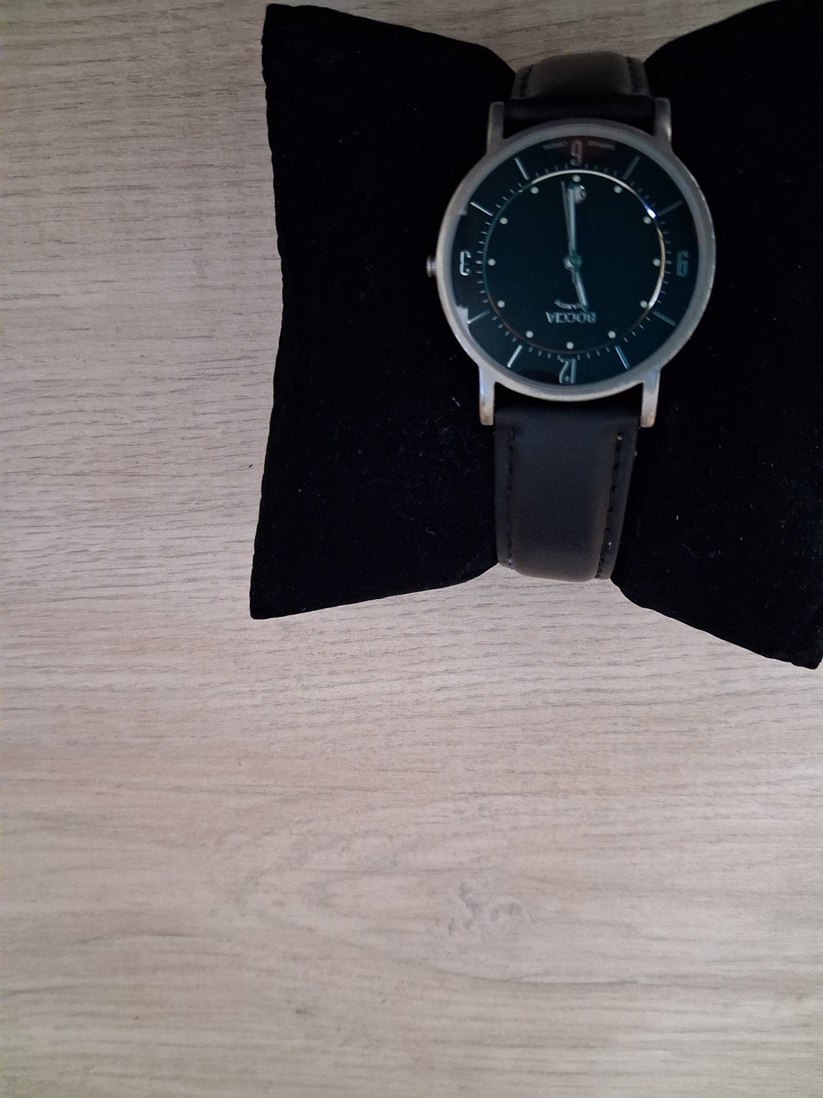 Stijlvol Boccia Titanium herenhorloge met lederen band, Overige materialen, Leer, Polshorloge, Zo goed als nieuw