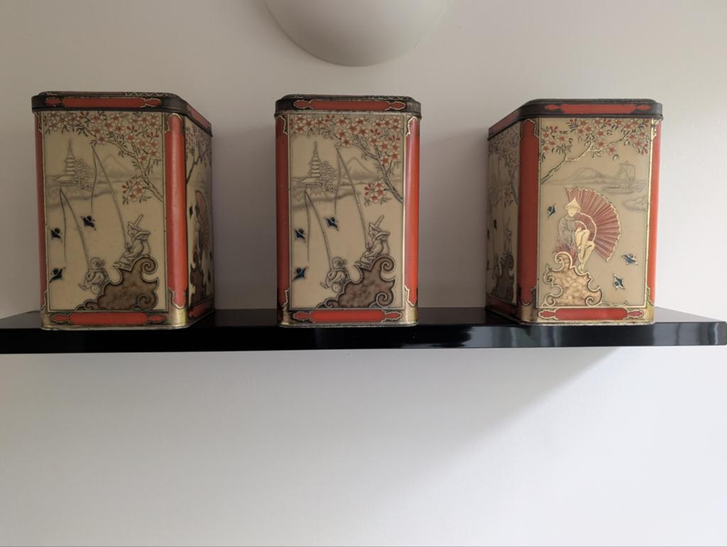 Set van 3 vintage blikken met oriëntaals decor, Ophalen, Gebruikt, Thee, Overige merken