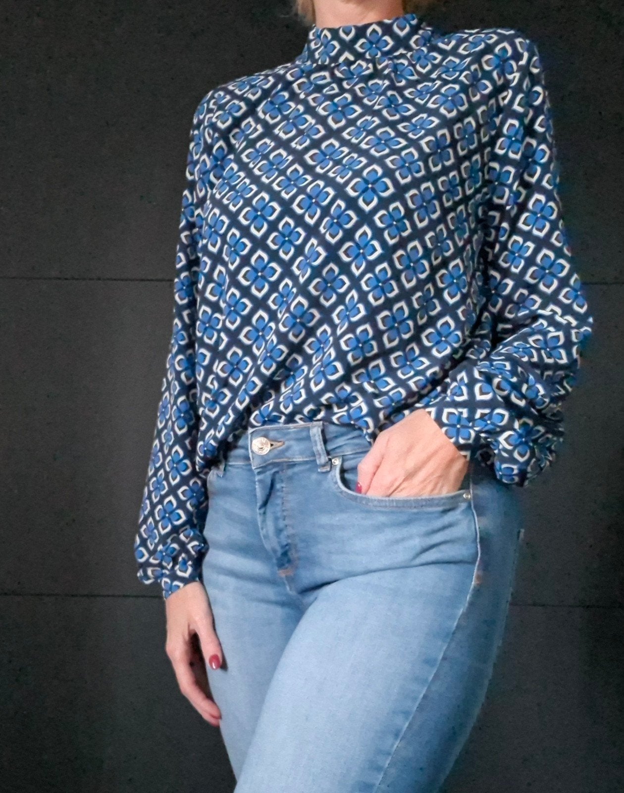 JDY blouse maat XS | Blauw/navy/wit| In nieuwstaat, Zo goed als nieuw, Maat 34 (XS) of kleiner, JDY, Verzenden