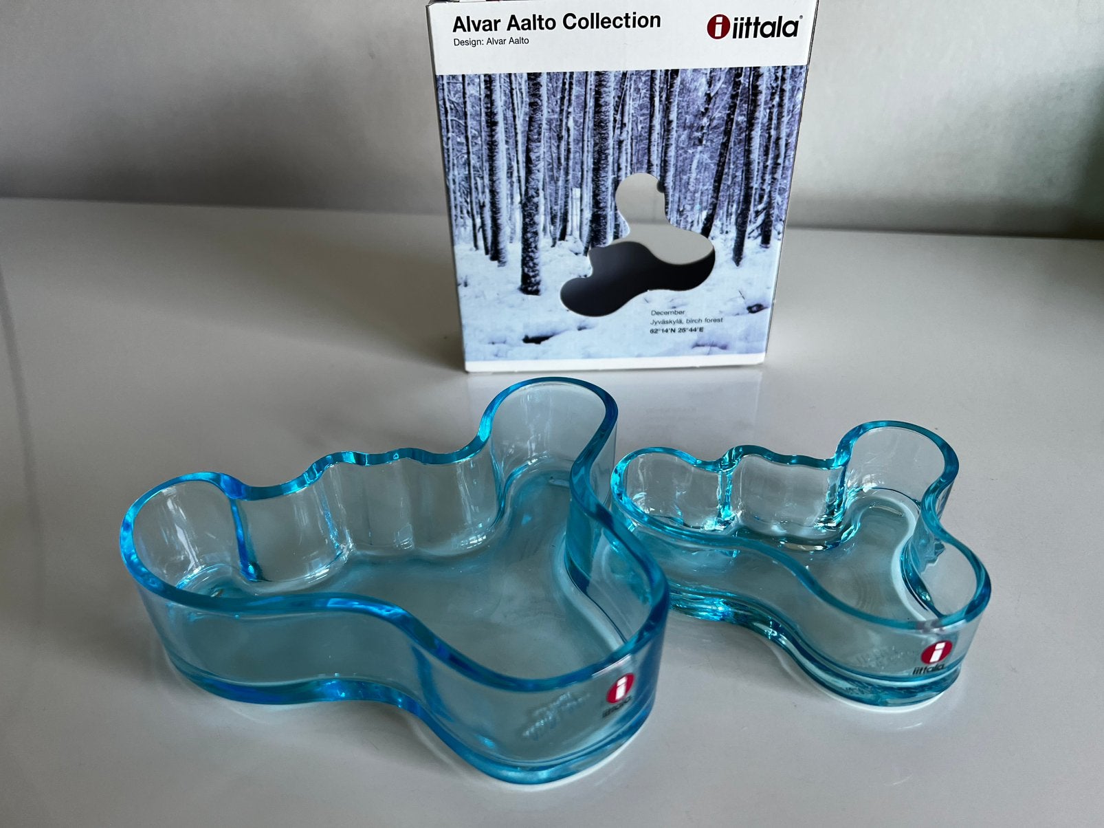 2 Iittala Fins Design Savoy Schalen Light Blue Aalto S en M, Schaal, Nieuw, Ophalen of Verzenden, Glas