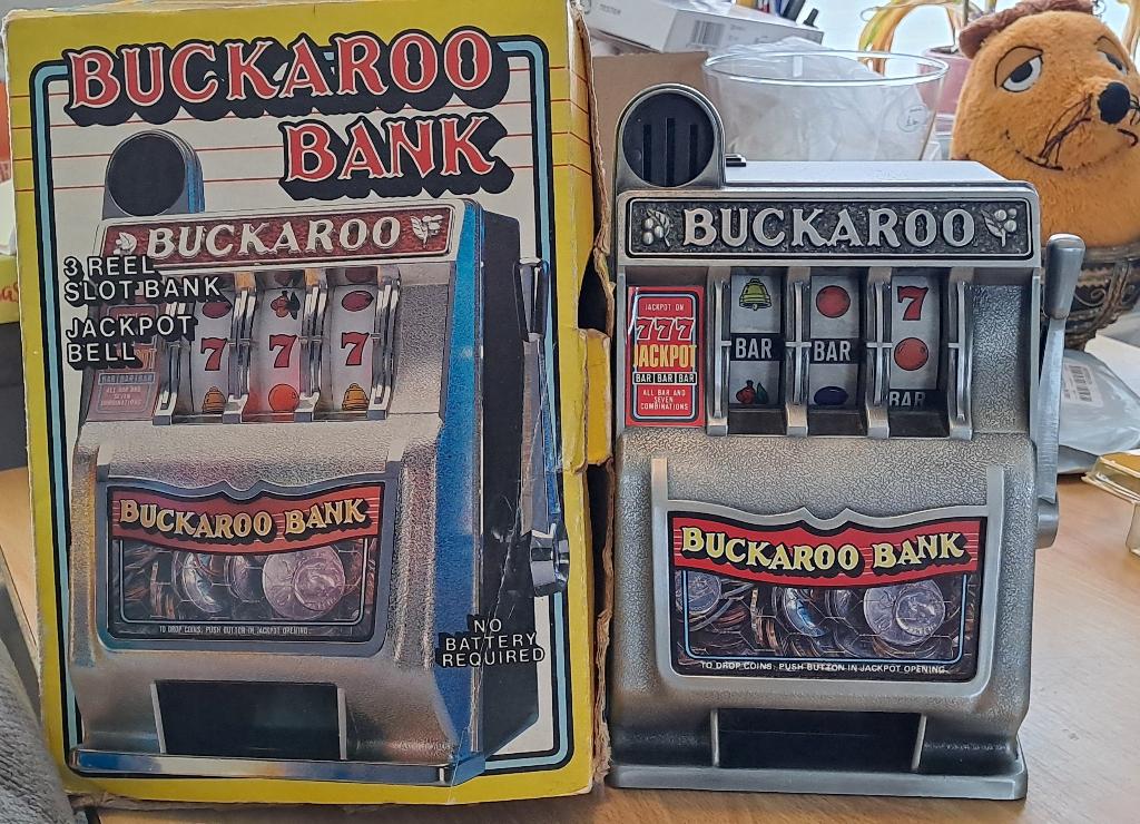 vintage Buckaroo Bank in originele doos!, One armed bandit, Bank, Ophalen of Verzenden, Zo goed als nieuw