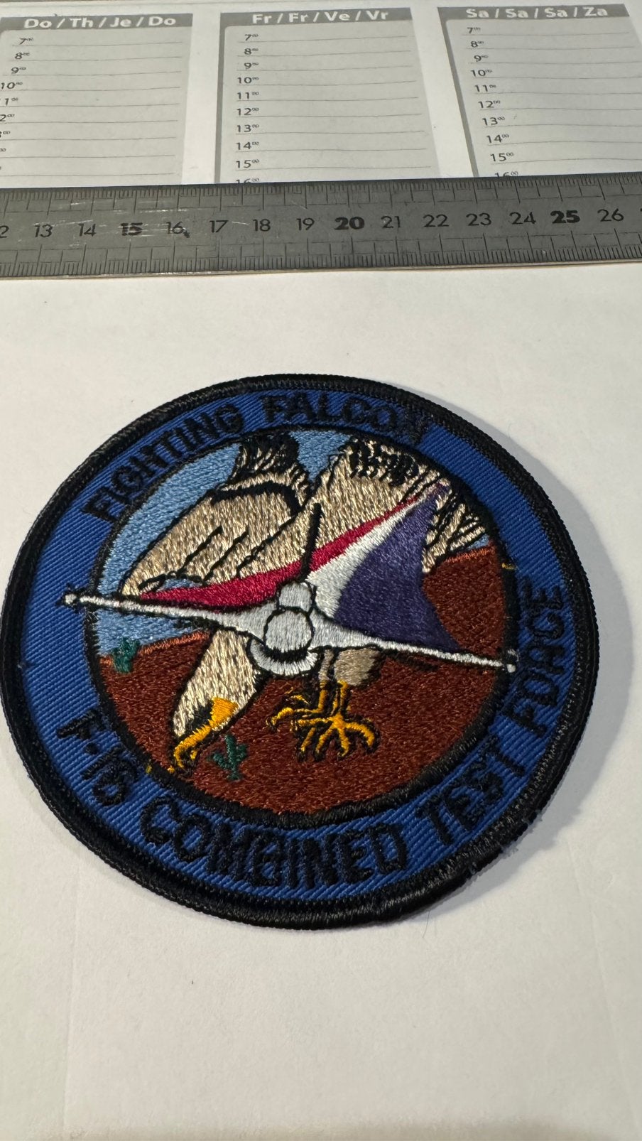 Patch f-16 luchtmacht begin jaren CTF, Ophalen of Verzenden, Zo goed als nieuw, Patch, Badge of Embleem