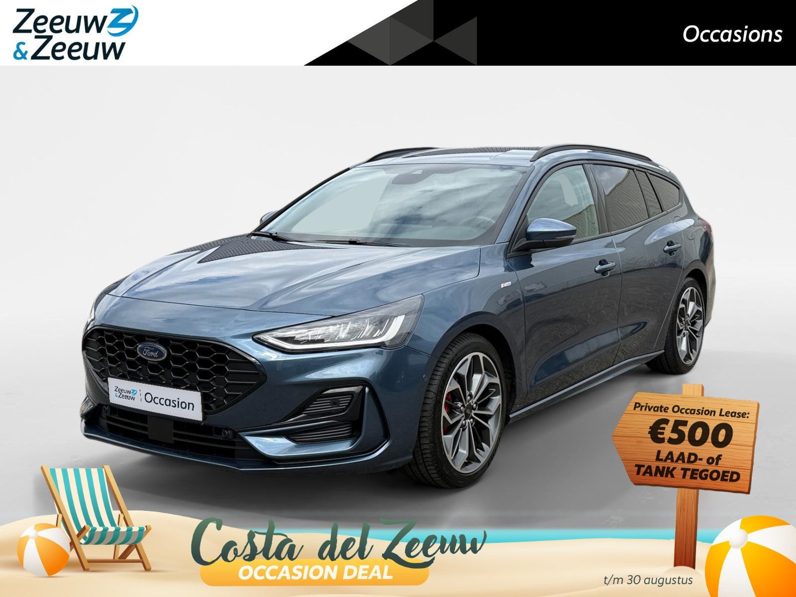 Ford Focus Wagon 1.0 EcoBoost Hybrid ST Line X | NL auto | D, Auto's, Ford, 12 maanden, Stof, Gebruikt, Blauw