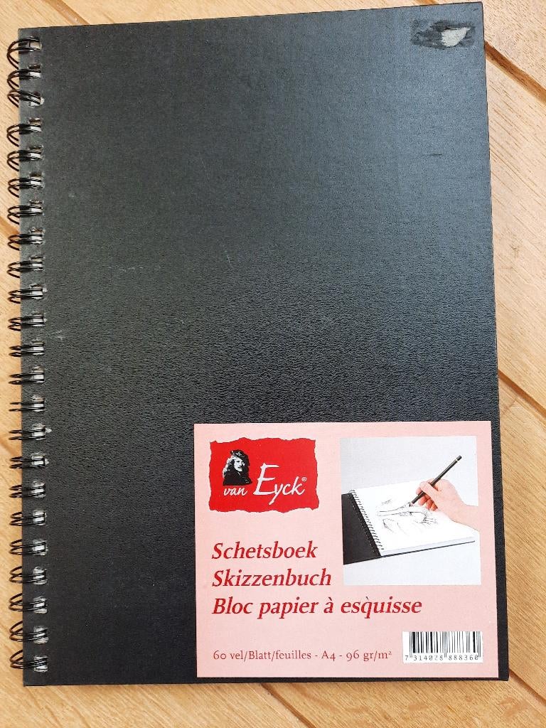 van Eyck Schetsboek zwart ringband A4 60 vel, Ophalen of Verzenden, Nieuw, Papier, Schets- of Tekenboek