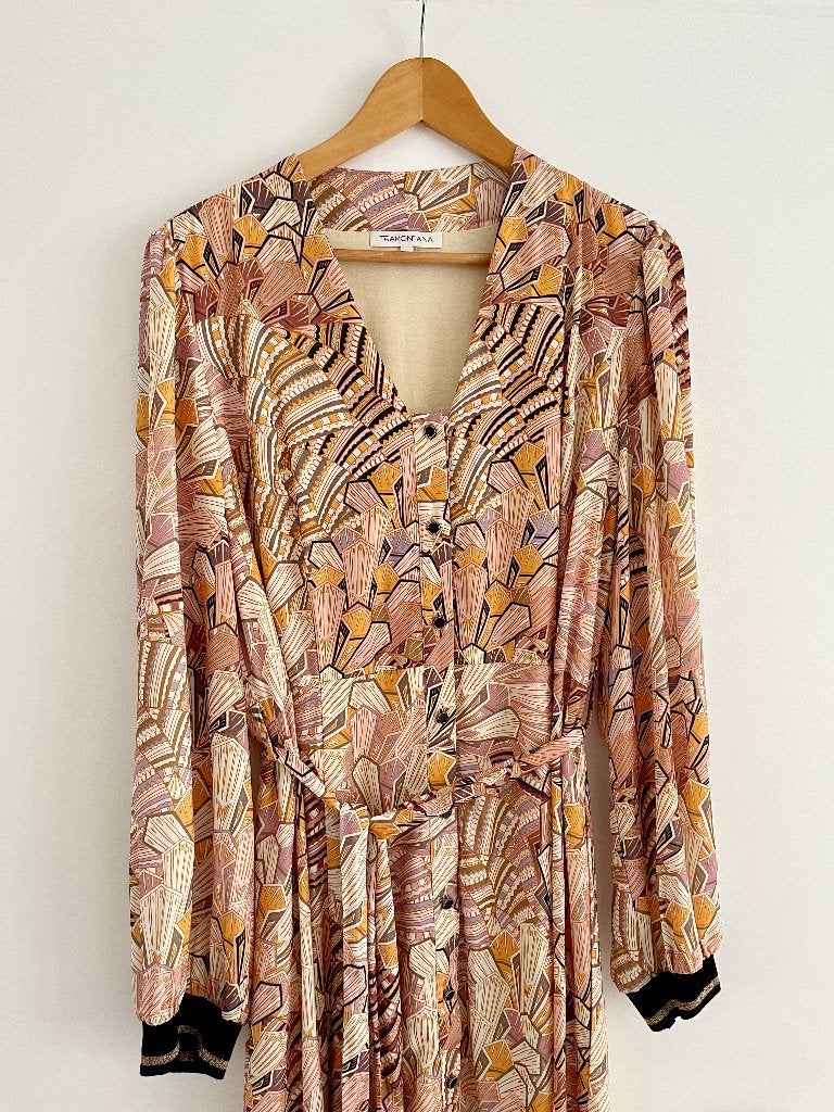 Tramontana maxi jurk Art Deco print geel - maat XXL / 44-46, Kleding | Dames, Meerkleurig, Tramontana, Maat 46/48 (XL) of groter