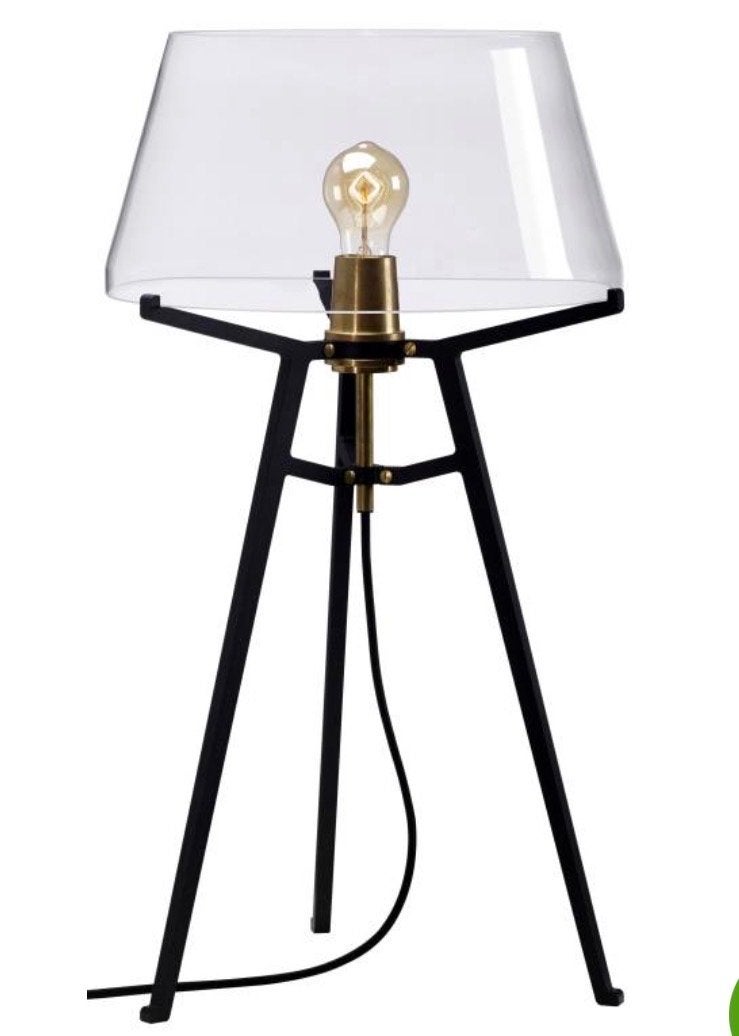 Tonone Ella Zwart Tafel / Vloerlamp met Heldere Kap, Ophalen of Verzenden, Nieuw, Glas, 100 tot 150 cm