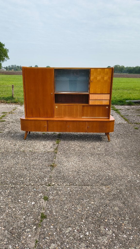 Vintage wandkast jaren '60, Ophalen, Gebruikt, Met deur(en), Glas