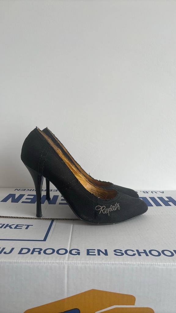 Replay Hakken Zwart Maat 37 - 10 cm hakhoogte, Ophalen of Verzenden, Gedragen, Zwart, Pumps