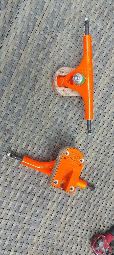 Paris 180mm Longboard Trucks + Custom Berken Spacers, Ophalen of Verzenden, Gebruikt, Skateboard, Longboard