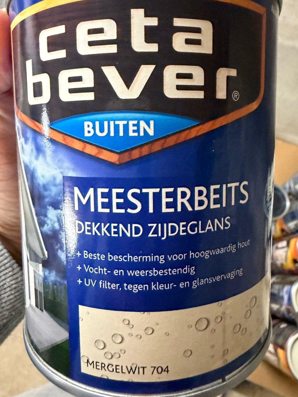 Cetabever dekkende beits mergelwit 0,75liter, Ophalen of Verzenden, Nieuw