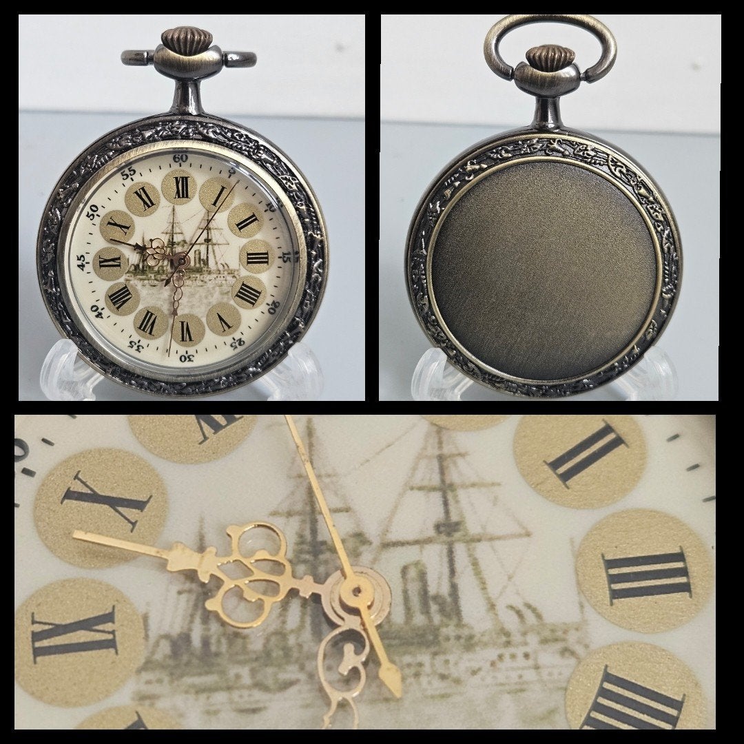 heren zakhorloge met driemaster op de wijzerplaat, Ophalen of Verzenden