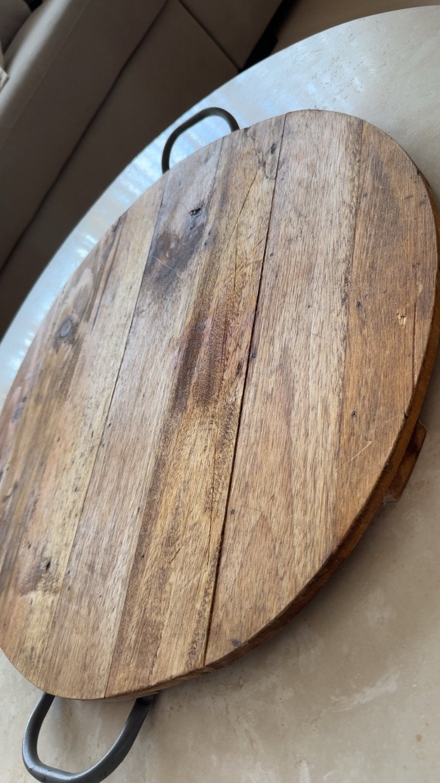 Houten Serveerblad/Borrelplank - Rond 50 cm, Hout, Ophalen of Verzenden, Bruin, Landelijk