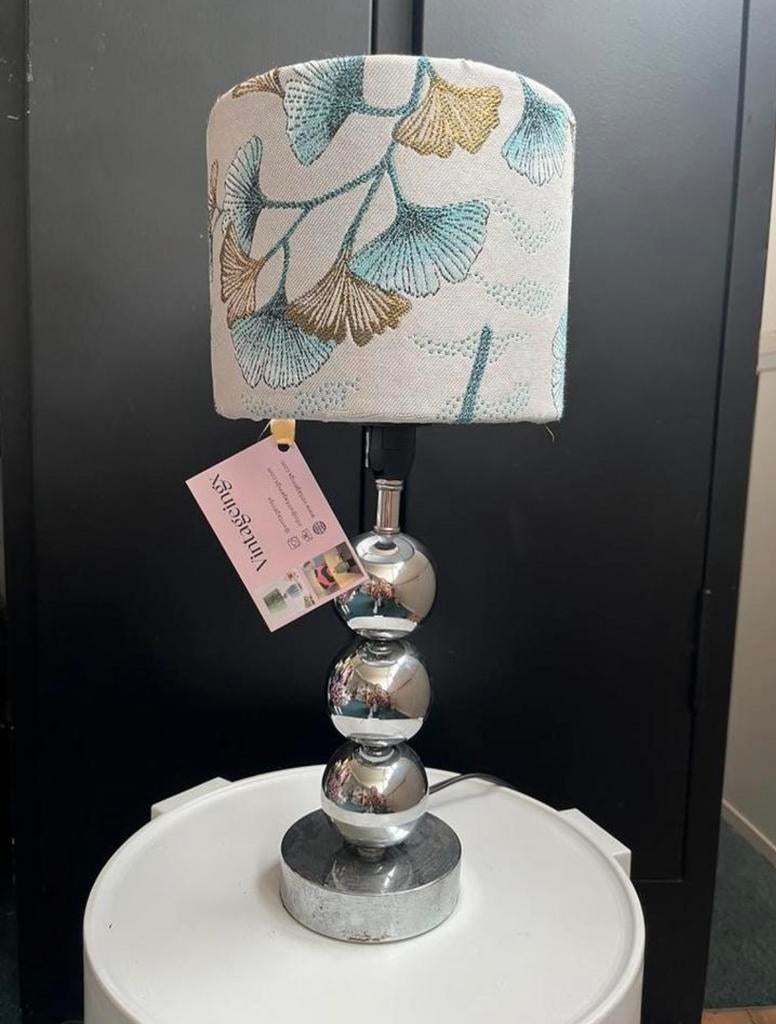 Mooie lampenkap met gouden en blauwe tinten NIEUW, Ophalen of Verzenden, Zo goed als nieuw, Rond, Minder dan 25 cm