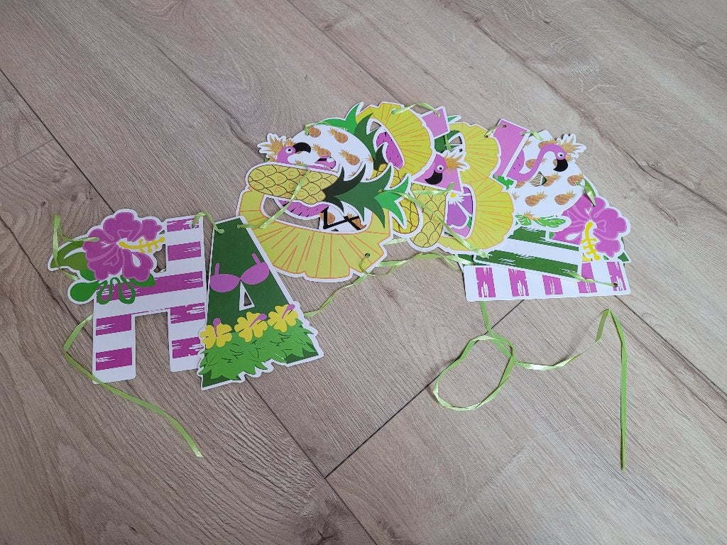 Tropische verjaardagslinger DIY ~ MD9019, Hobby en Vrije tijd, Feestartikelen, Ophalen of Verzenden, Zo goed als nieuw, Versiering