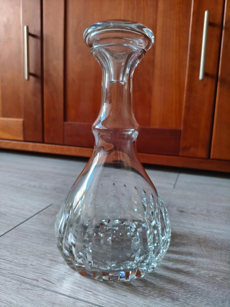 glazen wijnkaraf met stol
28 cm hoog,, Ophalen of Verzenden